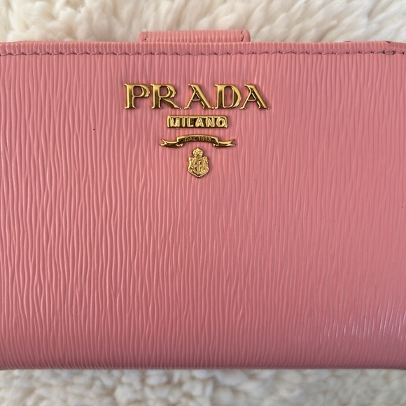 PRADA Saffiano Pink Bifold Wallet - Picture 2 of 10